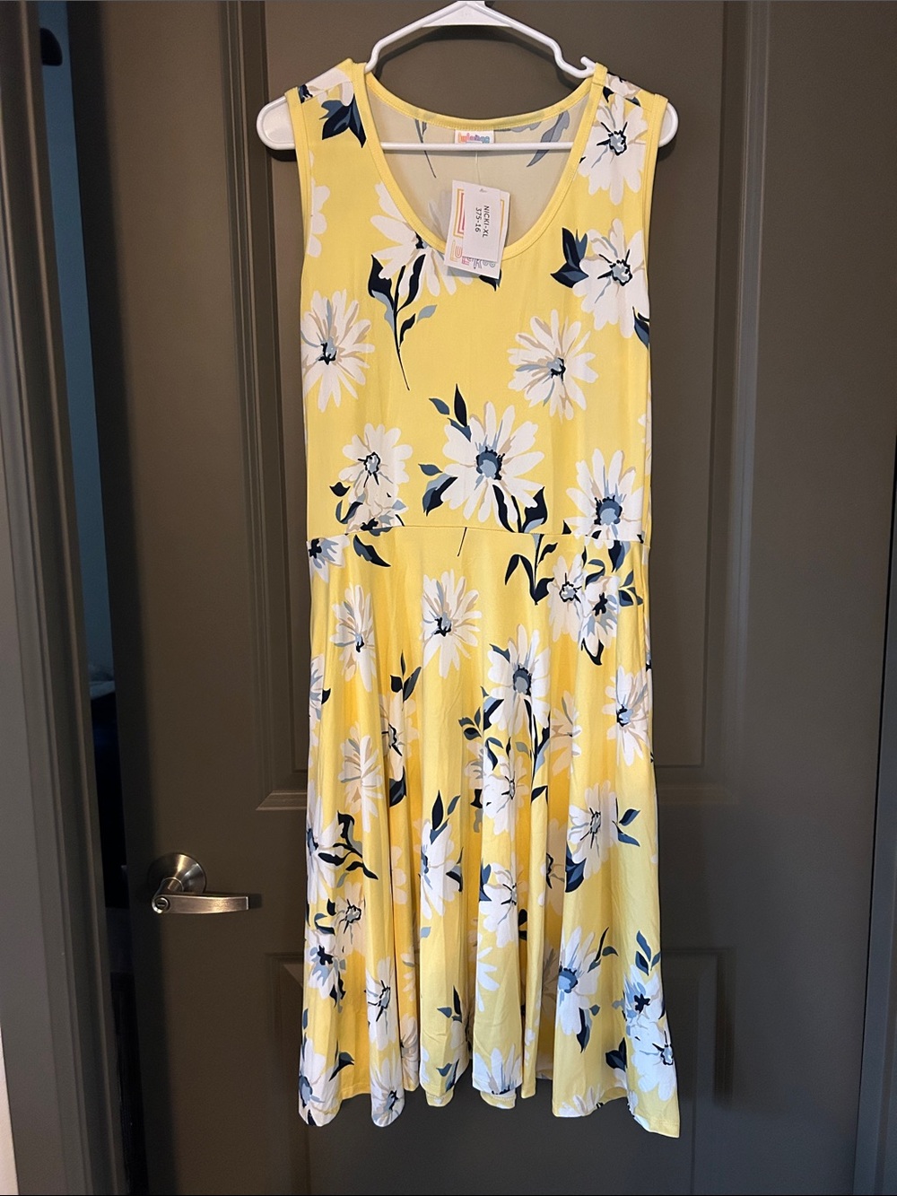 LuLaRoe Yellow Floral Sleeveless Nicki Dress